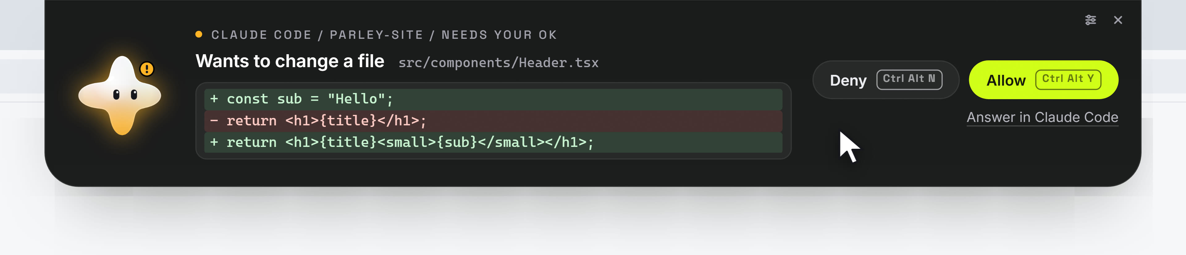 A file change shown line by line, removed lines in red and added lines in green